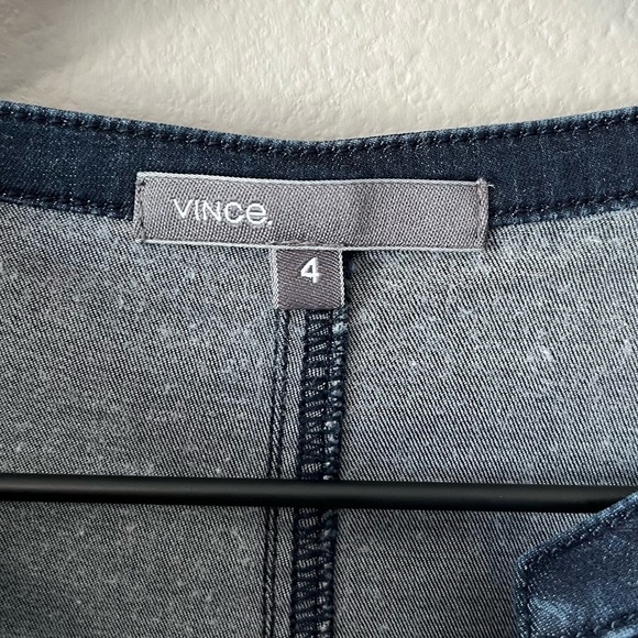 VINCE Long Sleeve Chambray Dark Blue Shift Dress w/ Chest Pockets Size 4 - Picture 7 of 9